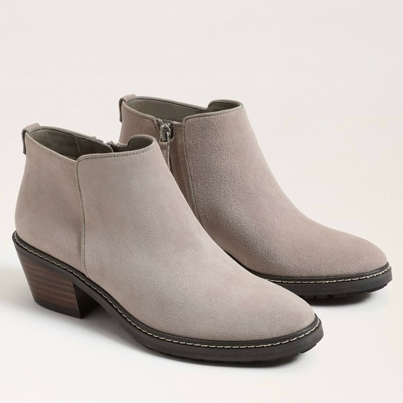 Sam Edelman Pryce Putty Suede Block Heel Ankle Booties Size 10M - Picture 2 of 16